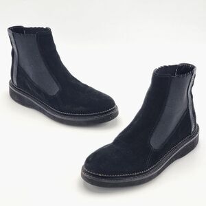Aquatalia Y2K Chelsea Suede Leather Lug Sole Ankle Boot Booties Black Size 8